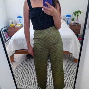 BDG Green Silk Paisley Pants